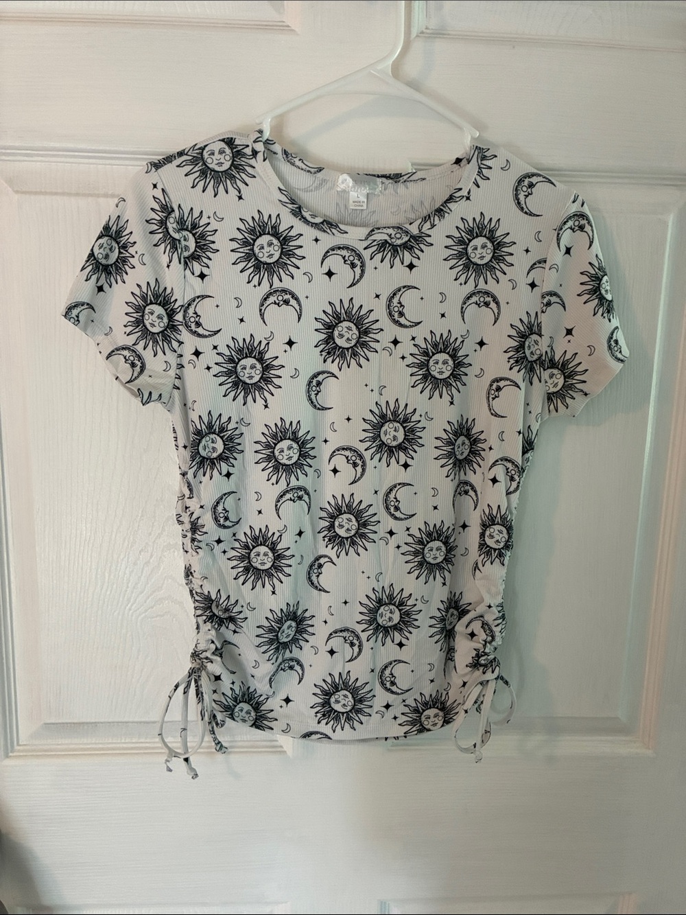 Sun & Moon Tie-Side Short Sleeve Tee - White/Black